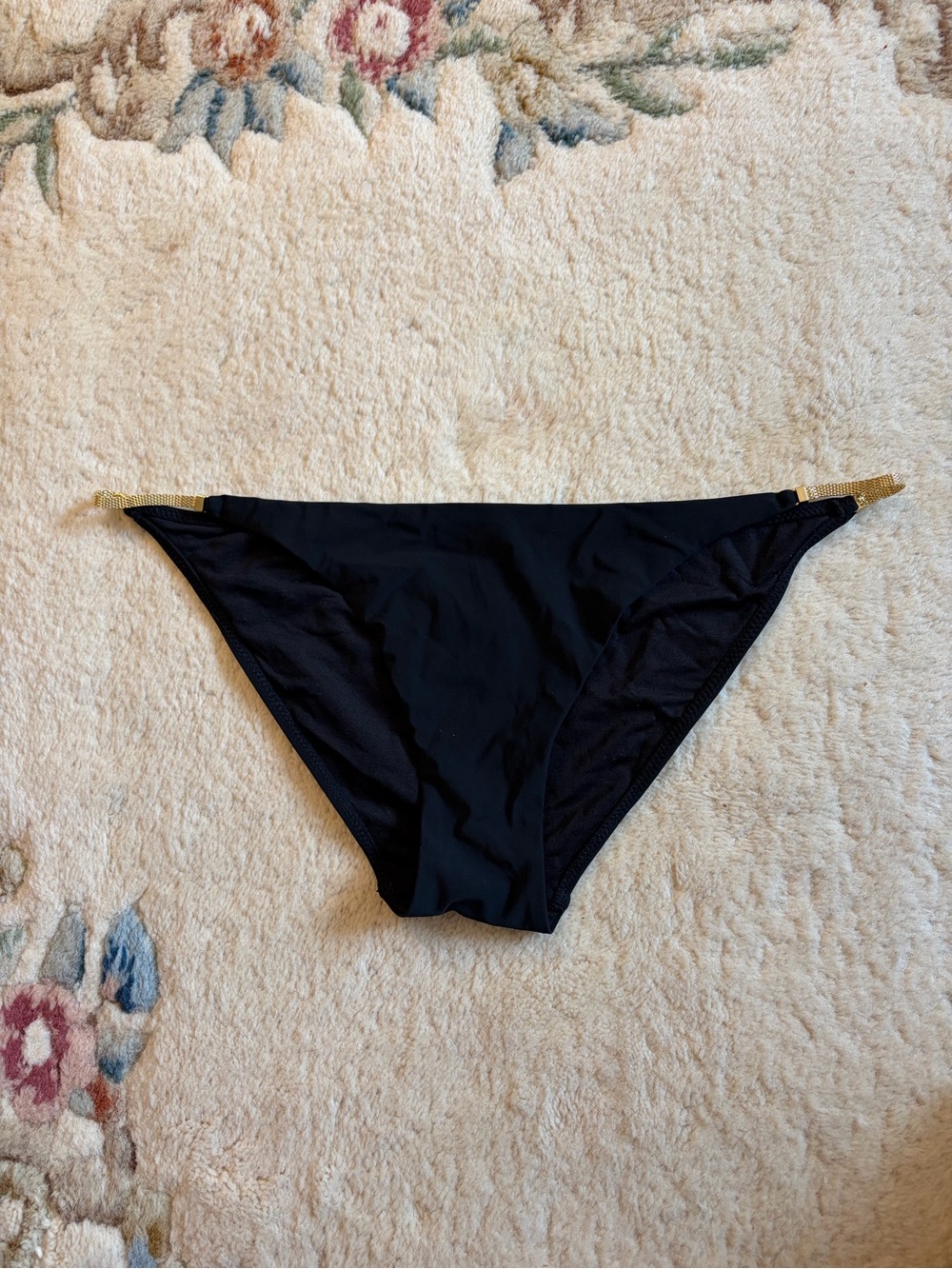Heidi Klum Black Bikini Bottom with Gold Accent